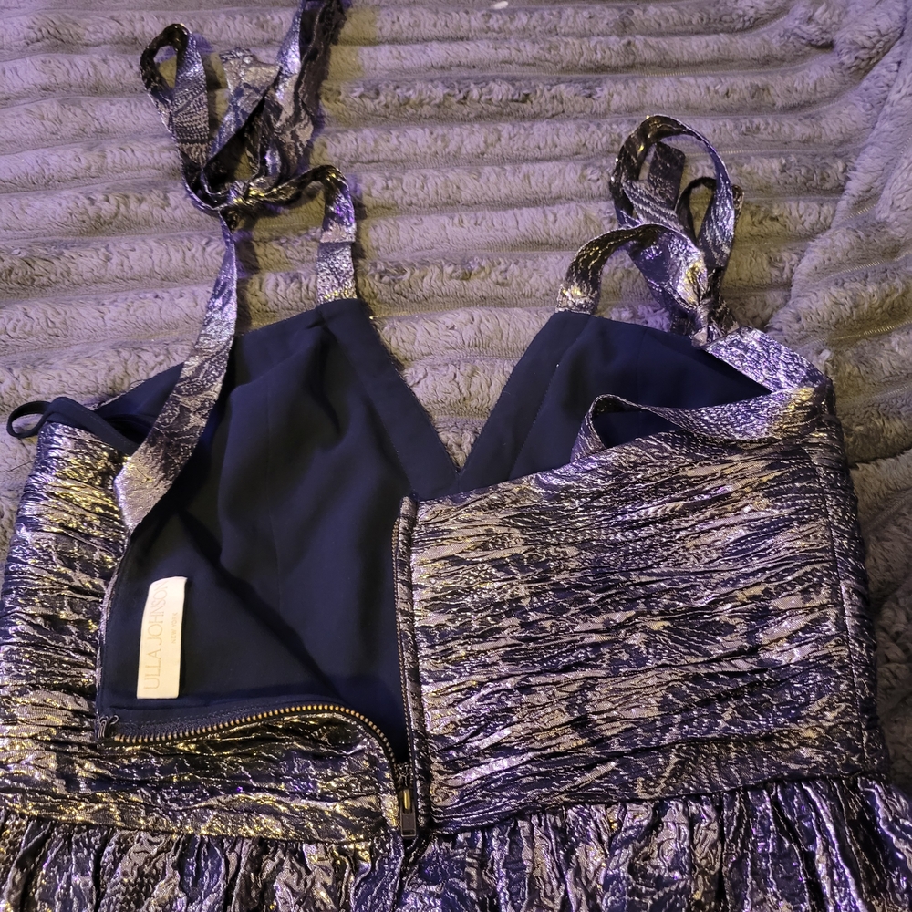 Ulla Johnson Metallic Silver Textured Silk Blend Tank Top Cocktails Clubby Chic - Picture 6 of 7